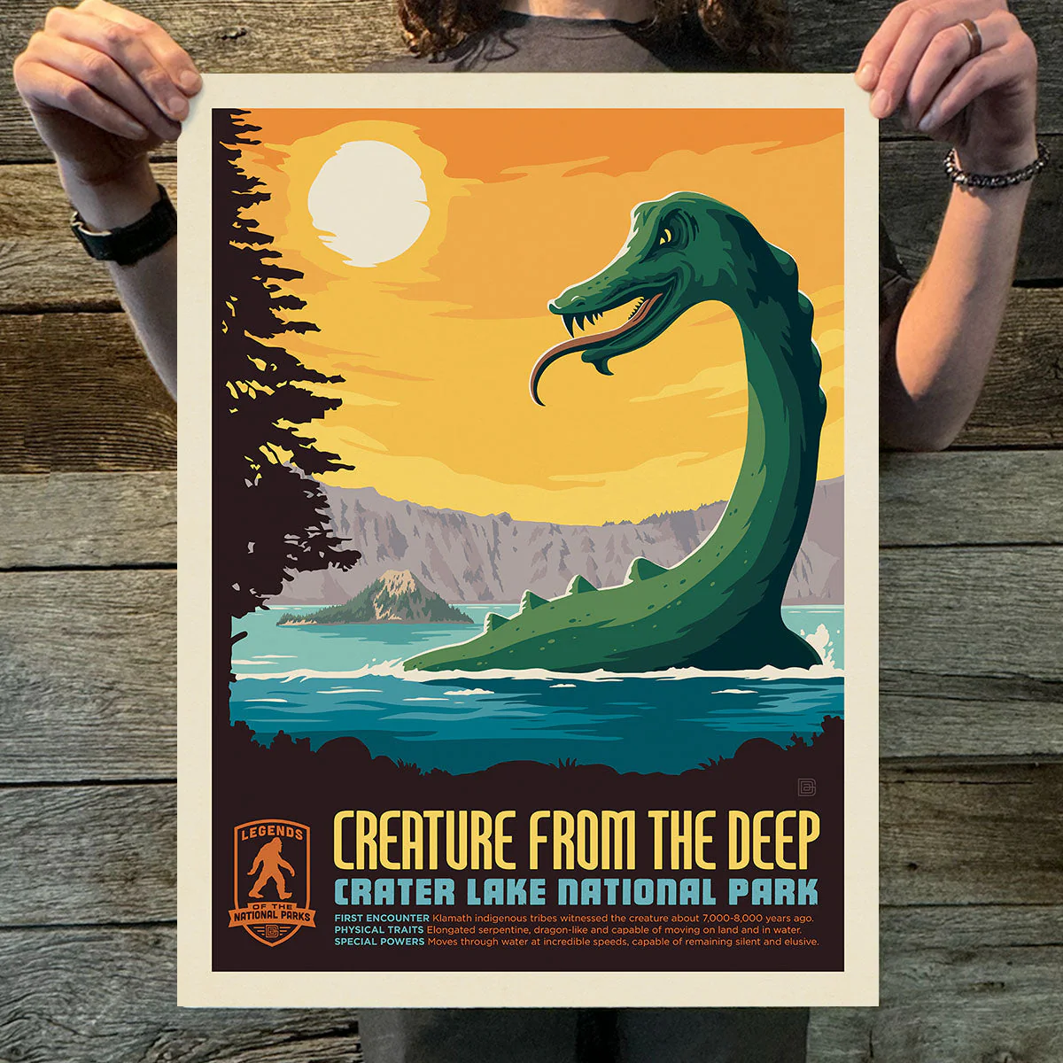Crater Lake National Park: Creature from the Deep | Legends & Monsters Art Print