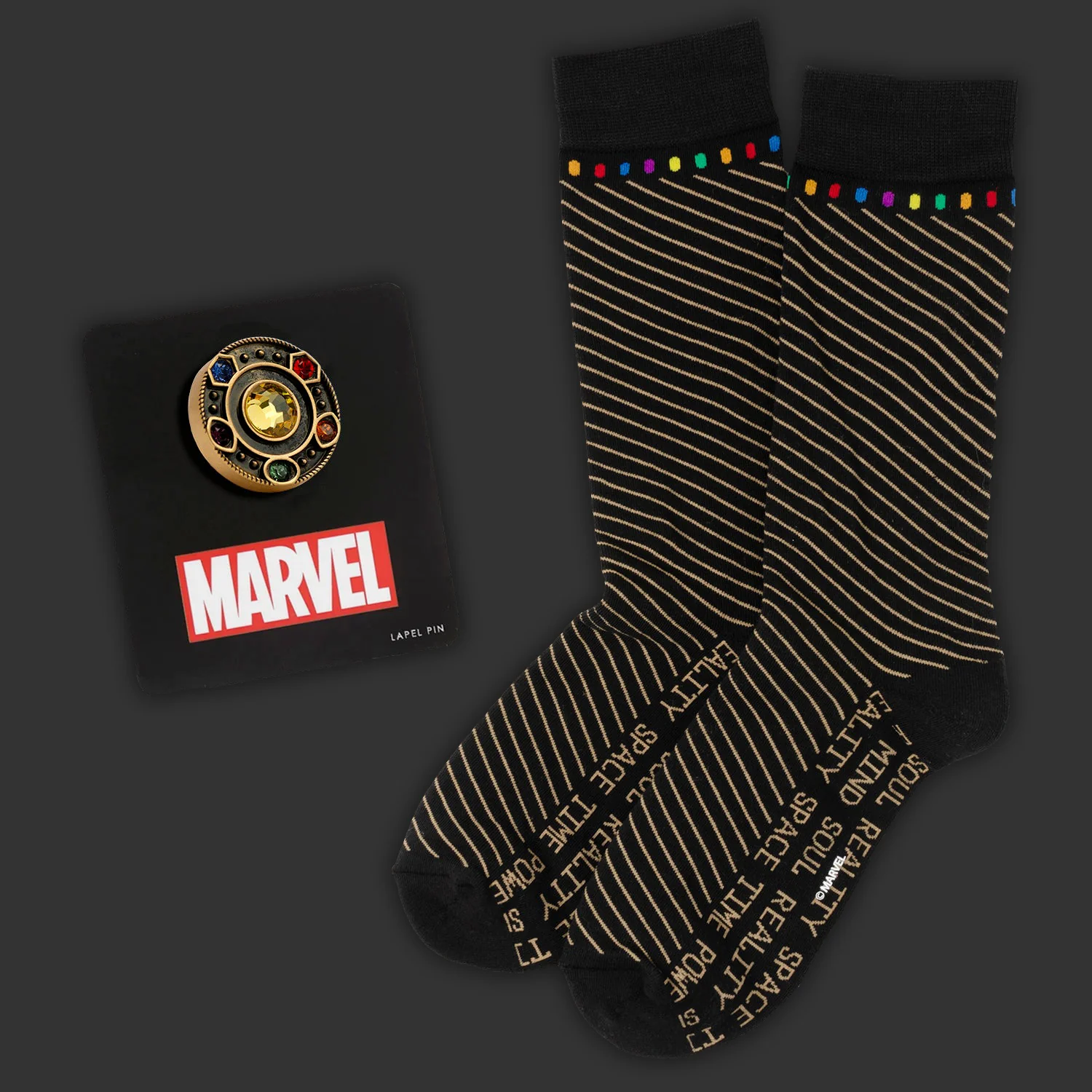 Marvel Avengers Infinity Stone Stripe Black Gift Set