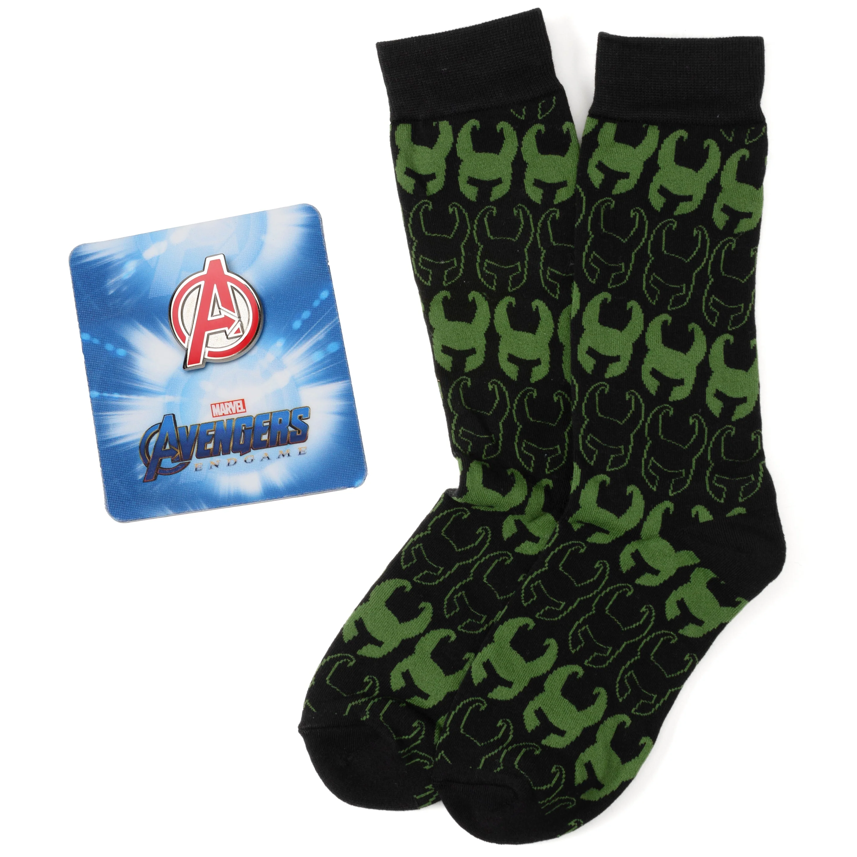 Marvel Avengers Loki Pattern Green and Black Gift Set | Socks - Image 2