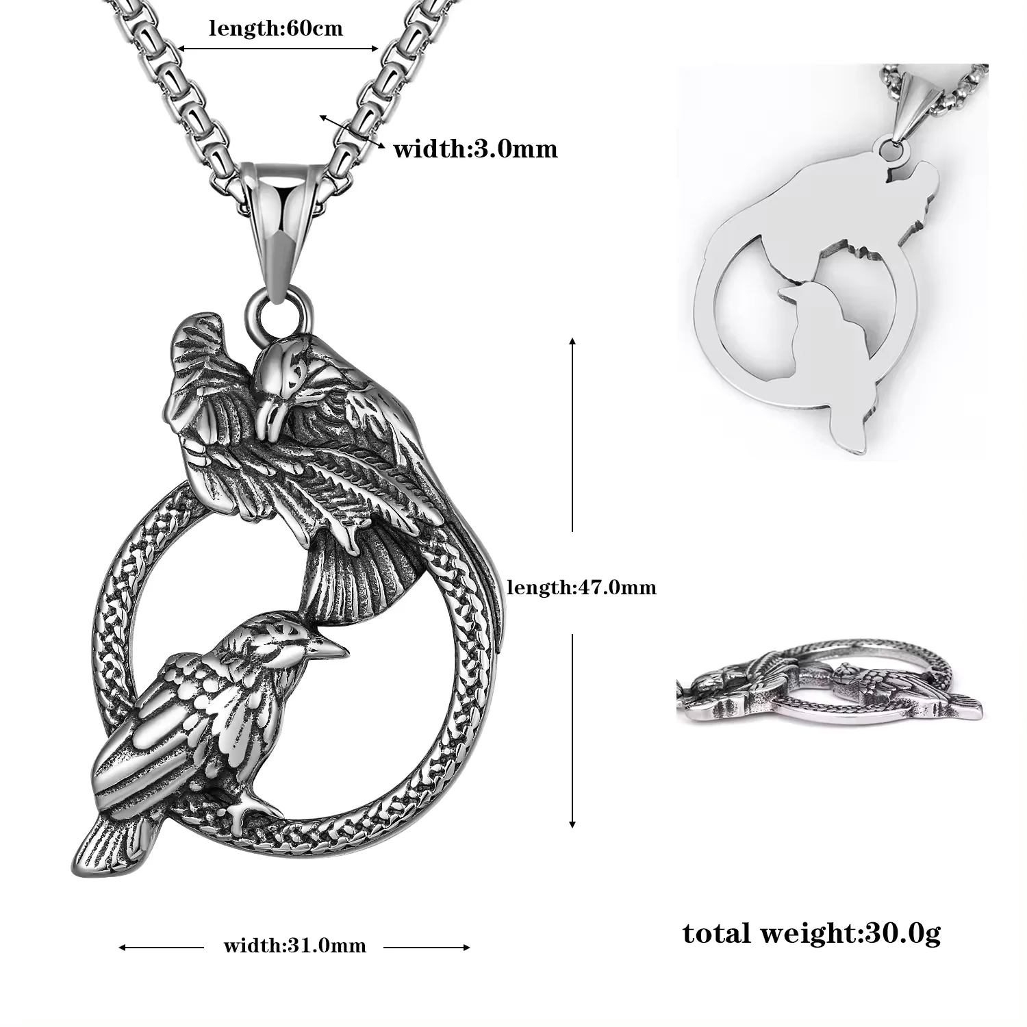 Huginn and Muninn, Odin's Ravens | Necklace - Image 3