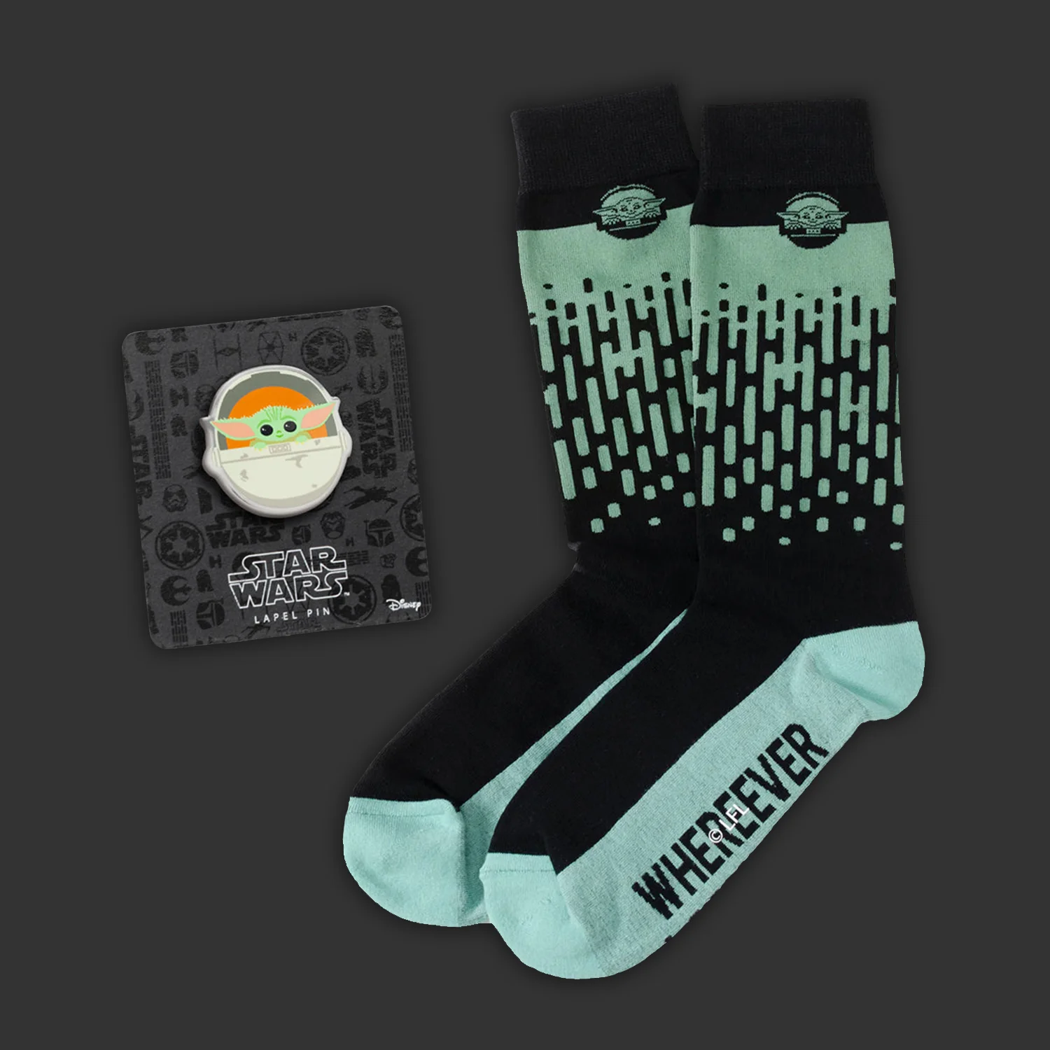 Star Wars Grogu Dress Socks and Lapel Pin Gift Set | Socks