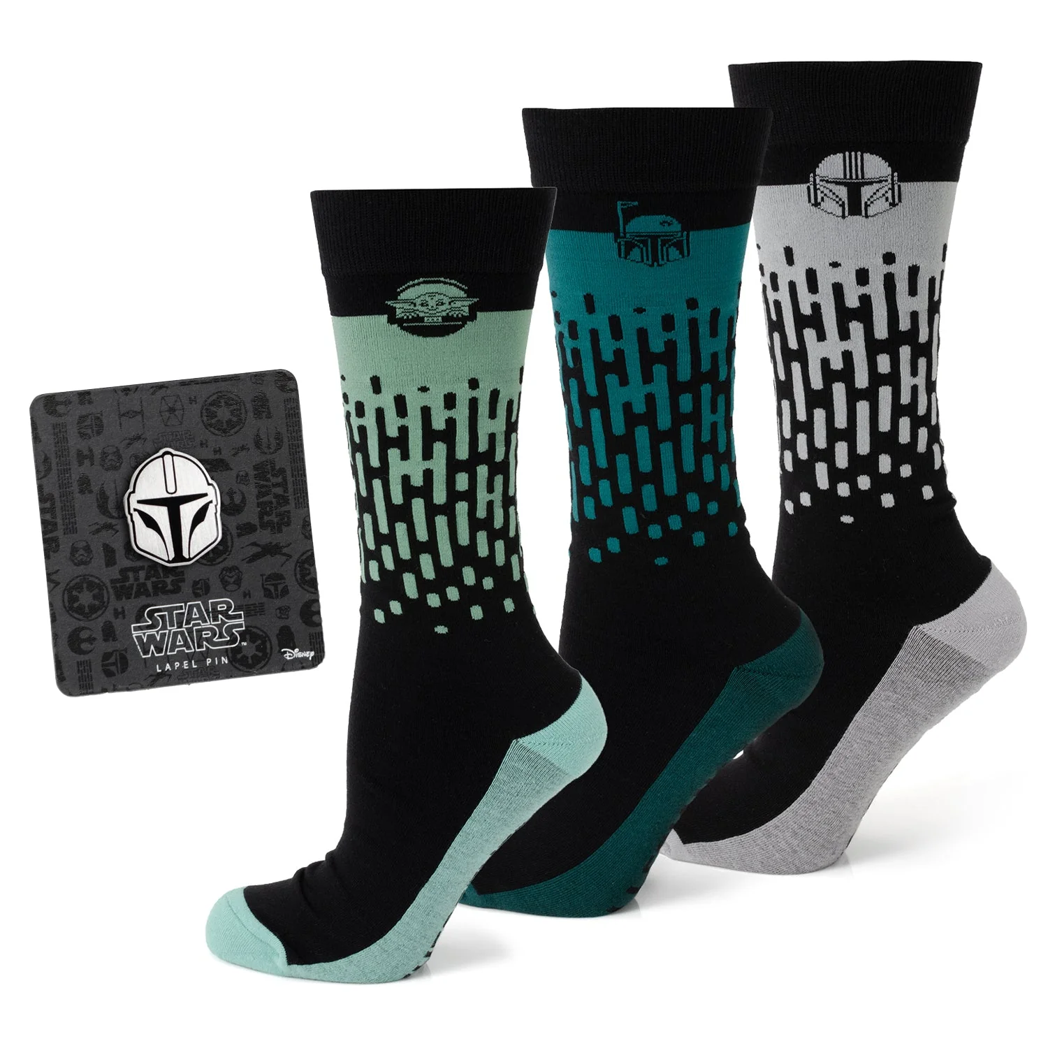 Star Wars Mandalorian 3-Pack Dress Sock and Lapel Pin Gift Set | Socks - Image 2