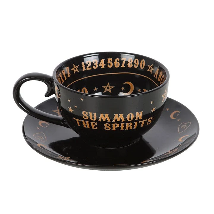 Talking Board Teacup and Saucer | Black - Image 3