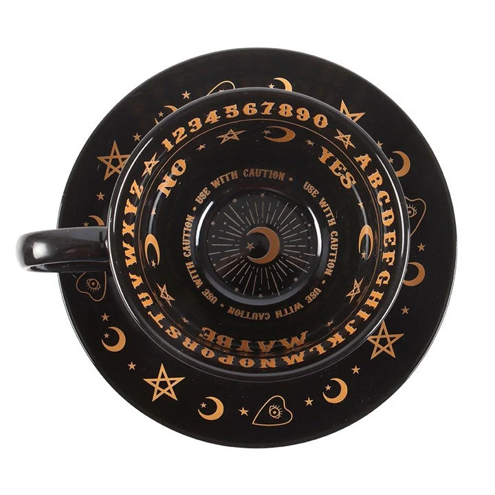 Talking Board Teacup and Saucer | Black - Image 4