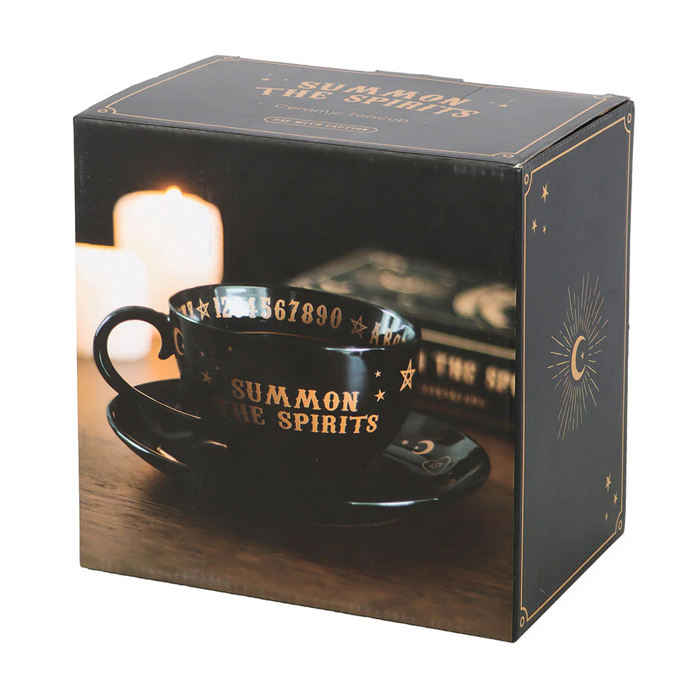Talking Board Teacup and Saucer | Black - Image 5