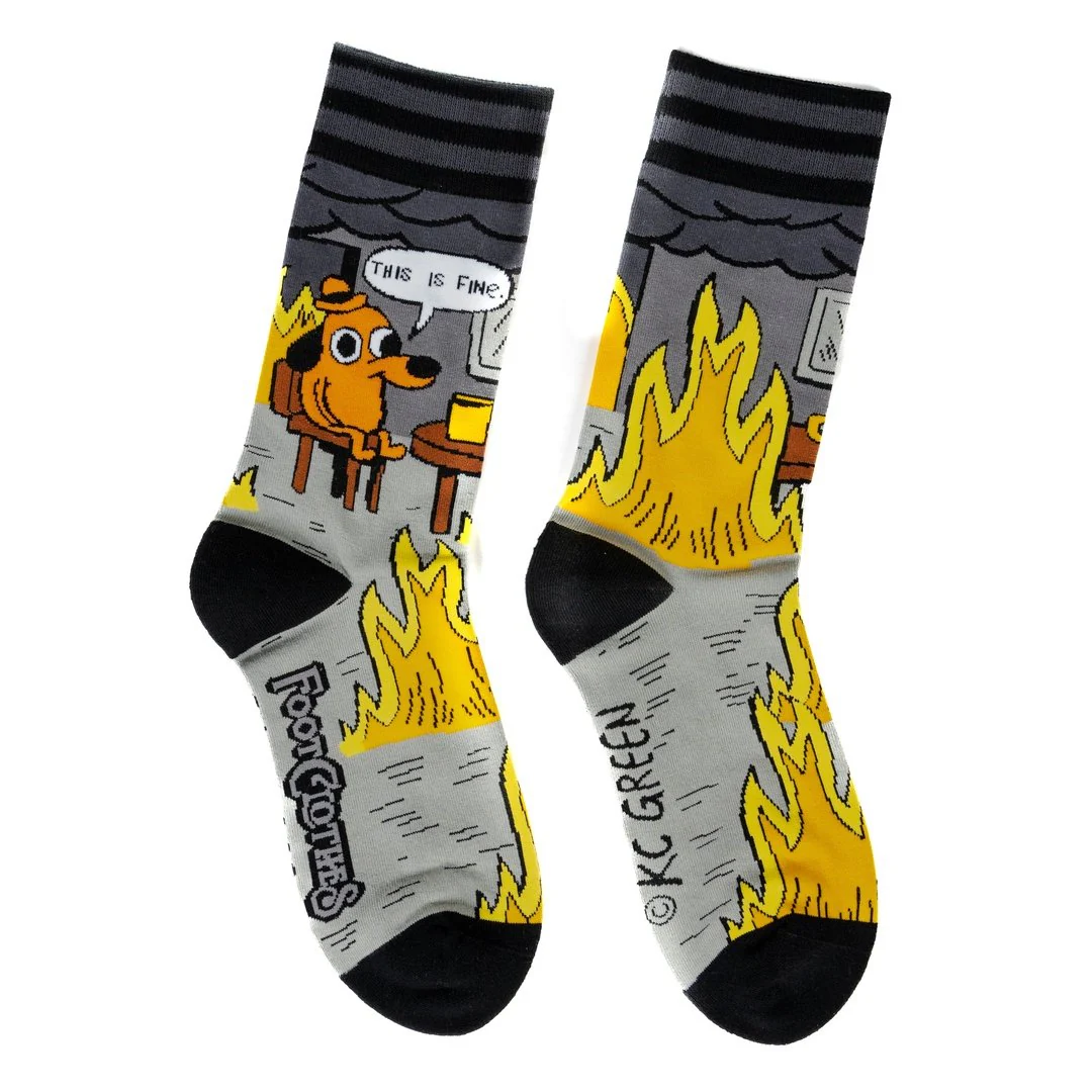 This Is Fine: Noir Edition Crew Socks - Image 3