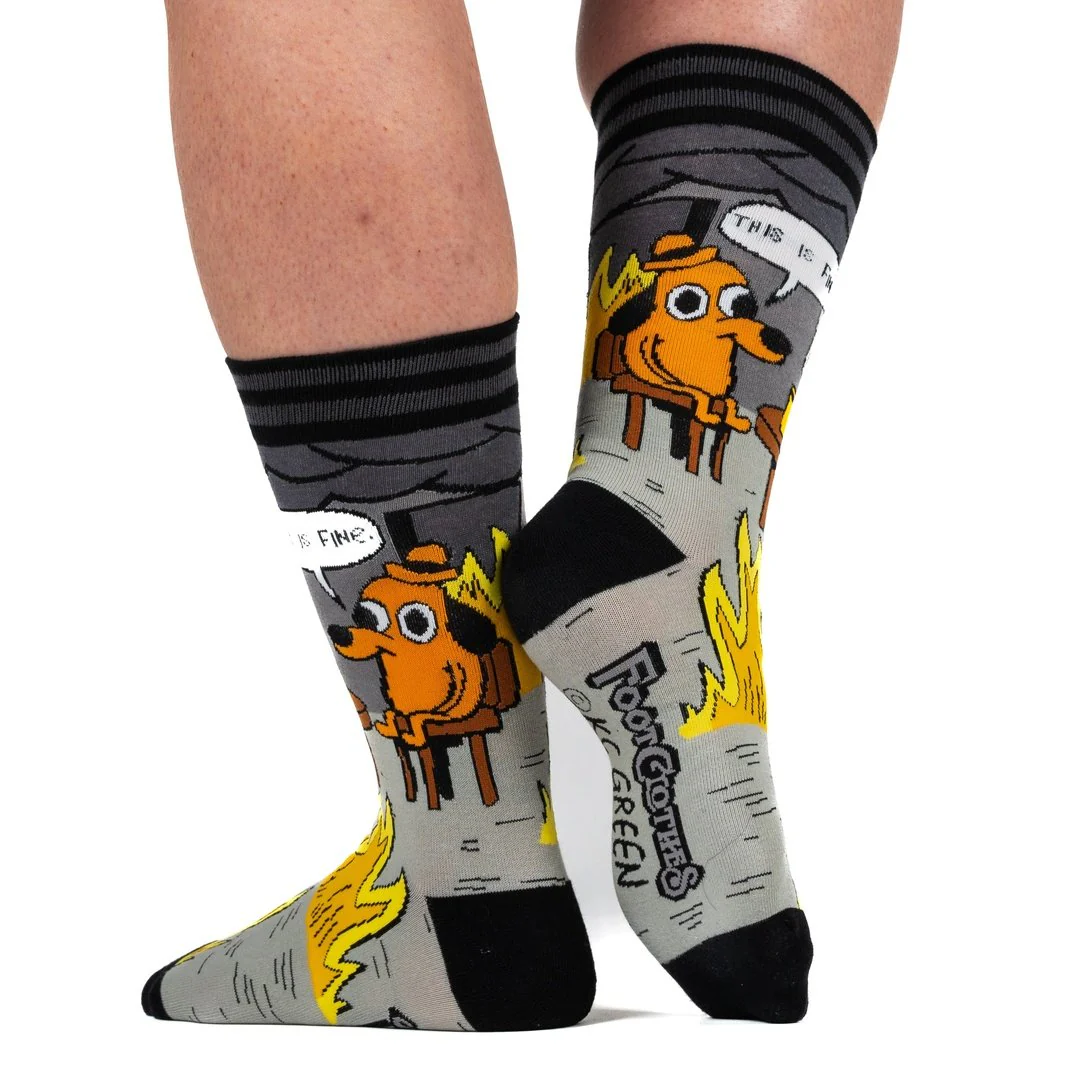 This Is Fine: Noir Edition Crew Socks - Image 4