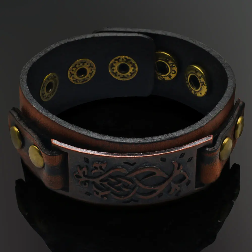 Norse-Inspired Leather Cuff | Bracelet - Image 4