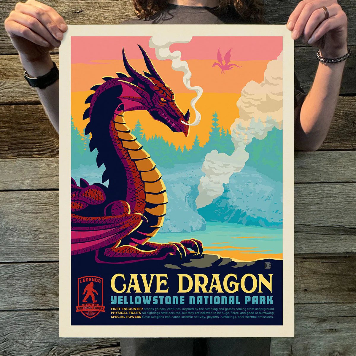 Yellowstone National Park: Cave Dragon | Legends & Monsters Art Print