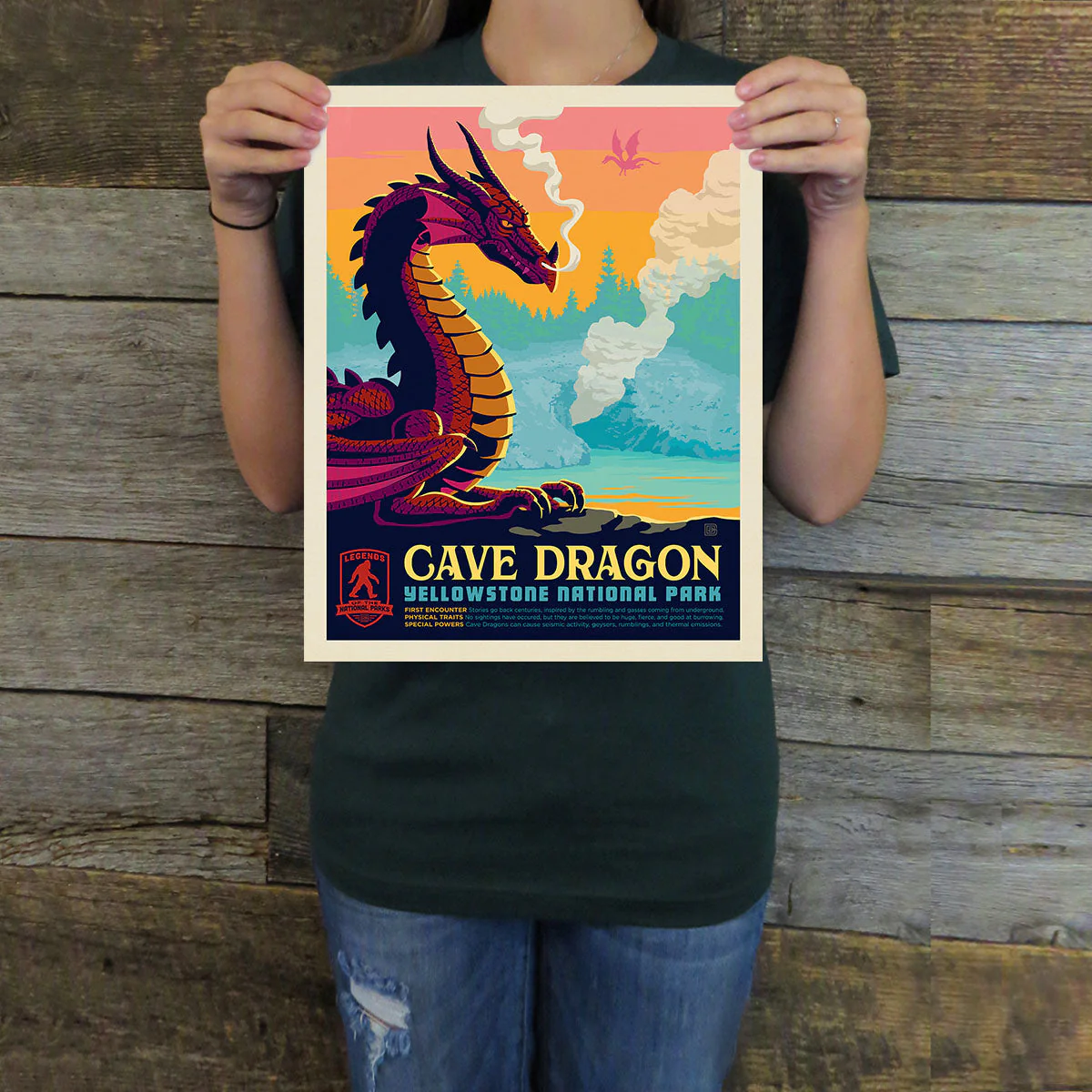 Yellowstone National Park: Cave Dragon | Legends & Monsters Art Print - Image 2